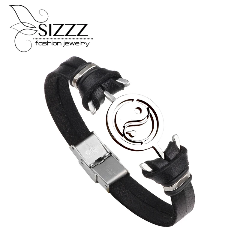 

SIZZZ 22cm Long Stainless Steel Taiji Yin And Yang Gossip Bracelet Stainless Steel Bracelet Jewelry For Women And Men