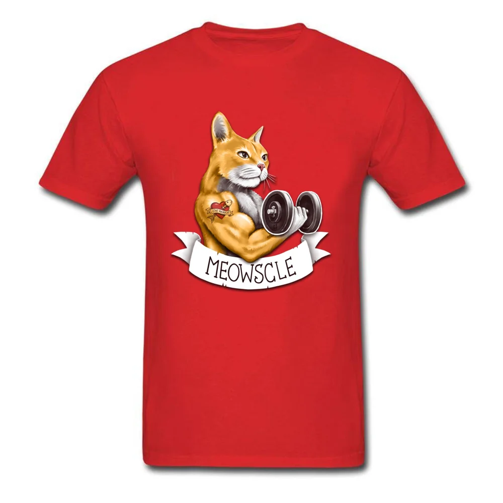 Meowscle Casual Labor Day All Cotton Round Collar Man Tops Shirts Casual Tops Tees Company Short Sleeve T Shirt Meowscle red