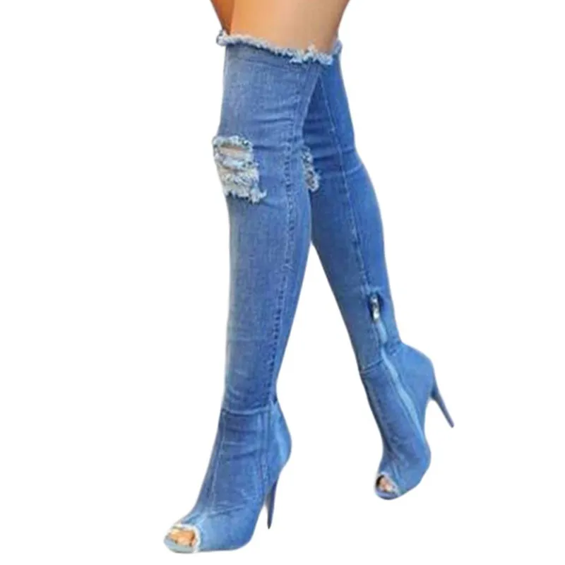 2018 New Fashion Women Hole Denim High Heels Over The Knee Boots Spring Summer Sexy Peep Toe Thigh High Boots Hot Botas N15W
2018 New Fashion Women Hole Denim High Heels Over The Knee Boots Spring Summer Sexy Peep Toe Thigh High Boots Hot Botas N15W