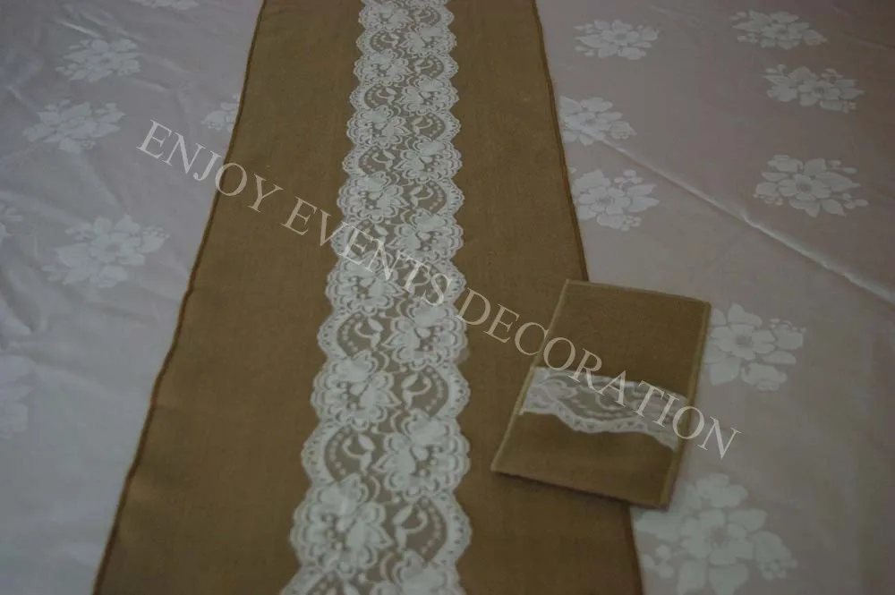 10pcs YHR#04 burlap and lace table runner for any events decoration, customized size available
10pcs YHR#04 burlap and lace table runner for any events decoration, customized size available