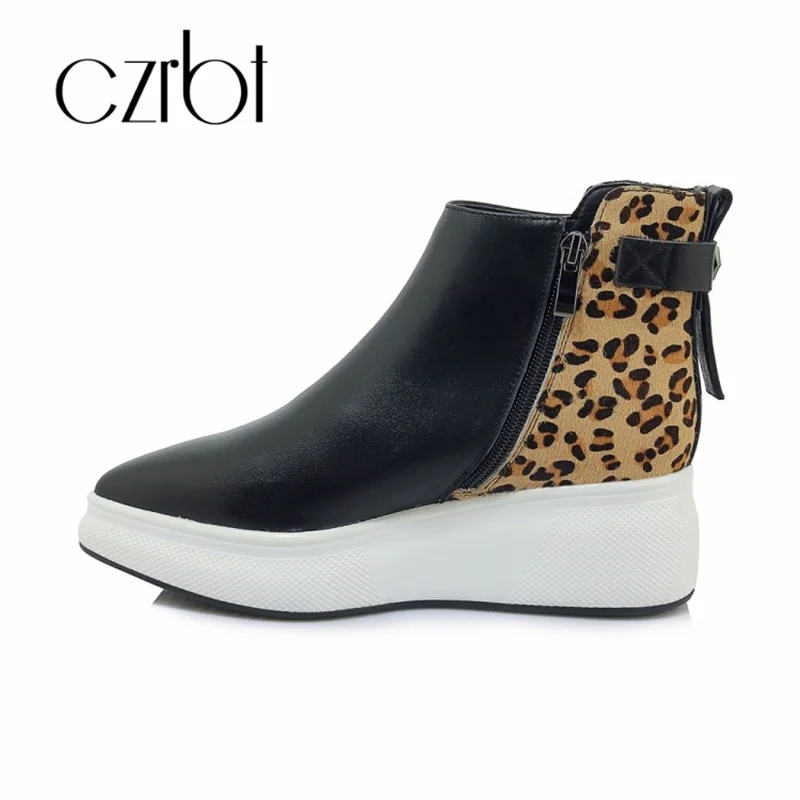 CZRBT 2018 shoes women's leather horse hair mixed color leopard print female boots street basic vintage riveted women's shoes
CZRBT 2018 shoes women's leather horse hair mixed color leopard print female boots street basic vintage riveted women's shoes