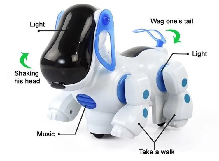 Amazing Robot Dog Lovely Music Shine Intelligent Electronic Robot Walking Dog Puppy Action Toy Pet Kids Baby with Music Light 
Amazing Robot Dog Lovely Music Shine Intelligent Electronic Robot Walking Dog Puppy Action Toy Pet Kids Baby with Music Light