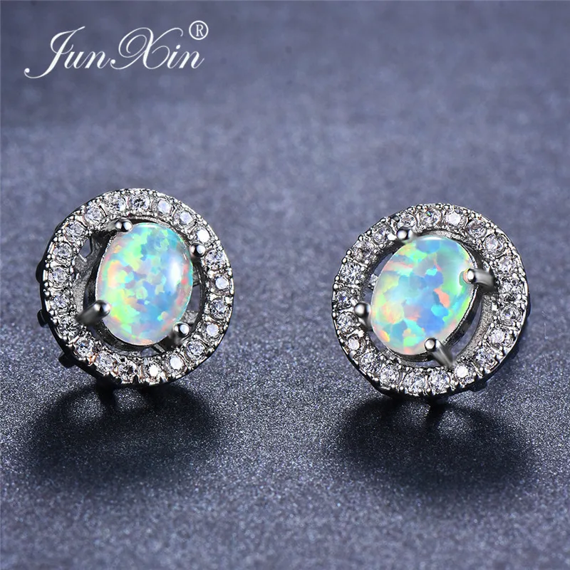 JUNXIN Mystic Ocean Blue/White Fire Opal Earrings For Women 925 Sterling Silver Filled Oval Rainbow Birthstone Stud Earrings CZ
JUNXIN Mystic Ocean Blue/White Fire Opal Earrings For Women 925 Sterling Silver Filled Oval Rainbow Birthstone Stud Earrings CZ