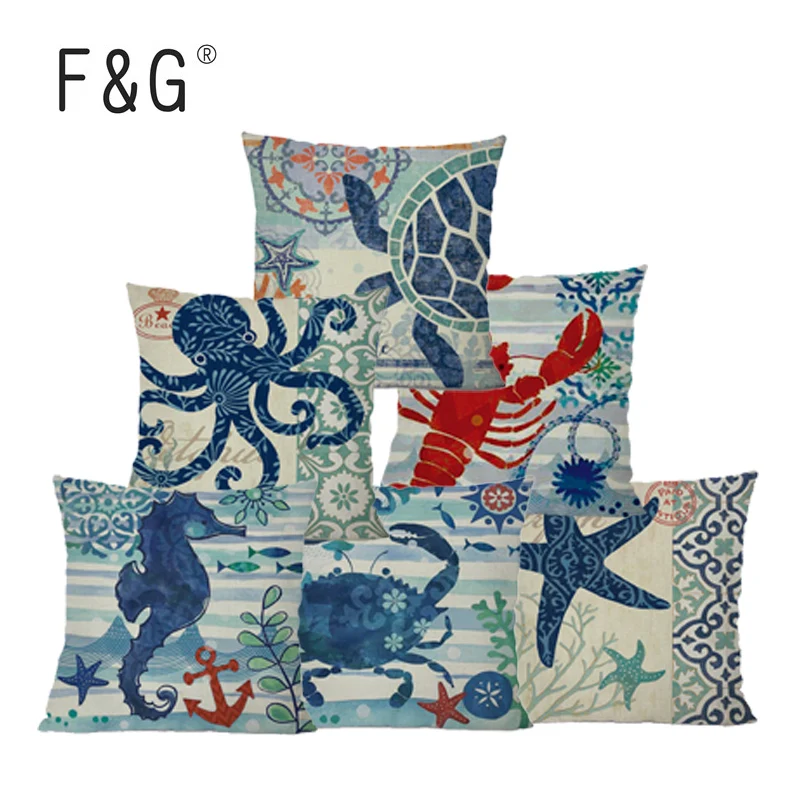 Linen Blue Marine Style Octopus Sailor Cushion Cover Sofa Decorative Sea Turtle Throw Pillowcase Housse De Coussi
Linen Blue Marine Style Octopus Sailor Cushion Cover Sofa Decorative Sea Turtle Throw Pillowcase Housse De Coussi