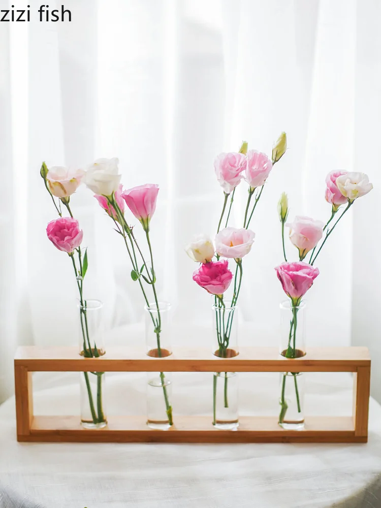 Glass Wooden Test Tube Vase Flowers Plants hydroponic Planter+ Wooden Stand Creative Home Decor Vases Four vases
Glass Wooden Test Tube Vase Flowers Plants hydroponic Planter+ Wooden Stand Creative Home Decor Vases Four vases