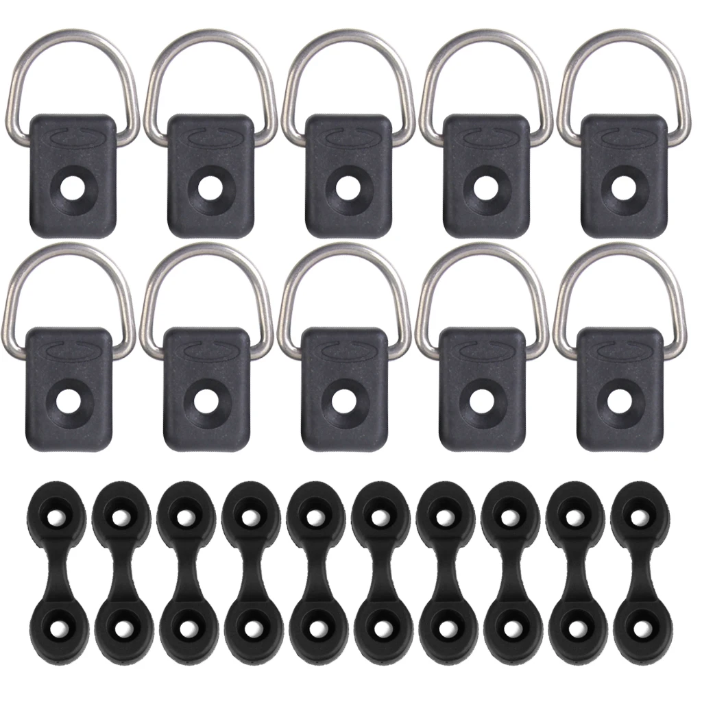 Kayak 10x Marine Pad/Strap Eye Deck Loop + 10x D Ring Fitting For Boat Canoe Water Sports Kayaking Canoeing Rafting Accessories
