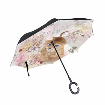 Windproof Reverse Umbrella With Cute Cat Stand Among Flowers Double Layer Long Shank Inverted Creative Customized Travel Size
Windproof Reverse Umbrella With Cute Cat Stand Among Flowers Double Layer Long Shank Inverted Creative Customized Travel Size