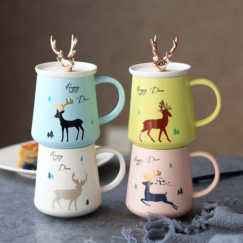 Creative Korean Style Elk Deer Ceramic Mug Cute Cartoon Coffee Tea Milk Porcelain Tumbler Cup with Lid Offcie School Drinkware
Creative Korean Style Elk Deer Ceramic Mug Cute Cartoon Coffee Tea Milk Porcelain Tumbler Cup with Lid Offcie School Drinkware