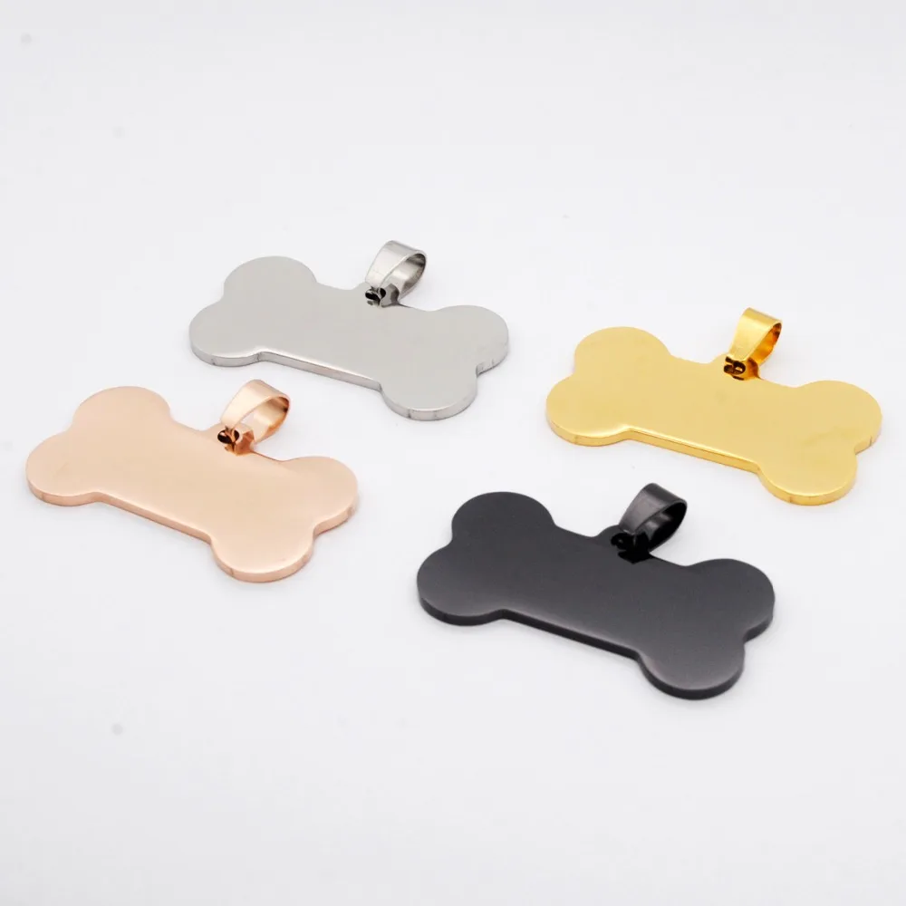 Dog Bone Tag ожерелье Черный персональный гравированный собака бирки Титан военная