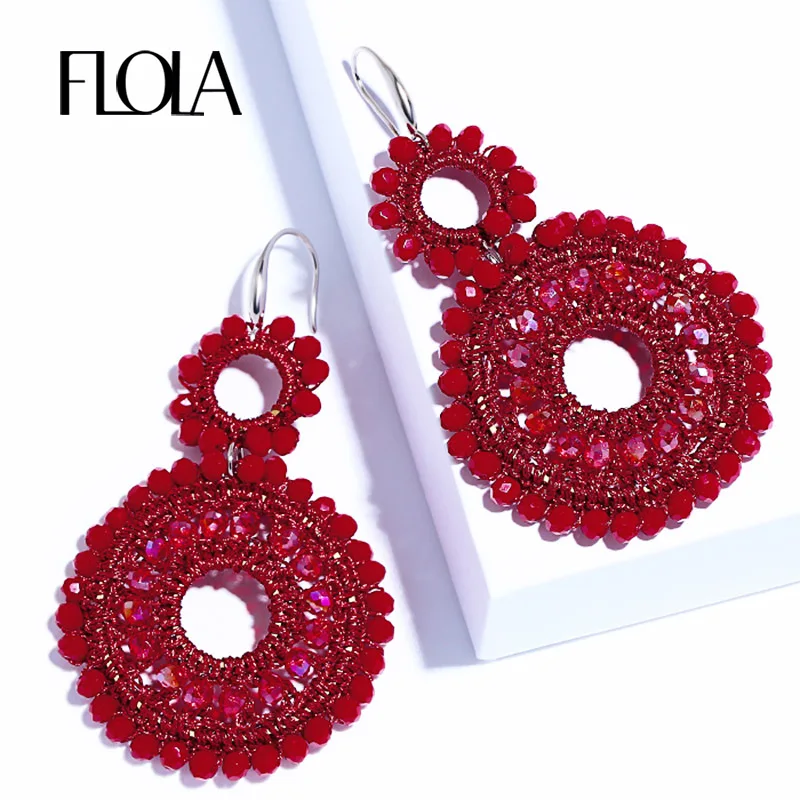 FLOLA 2019 Handmade Weaving Jewelry Red Earrings Drop Boho Earring with Crystal Beads Ethnic Oorbellen Woman Big Earrings ersm93
FLOLA 2019 Handmade Weaving Jewelry Red Earrings Drop Boho Earring with Crystal Beads Ethnic Oorbellen Woman Big Earrings ersm93