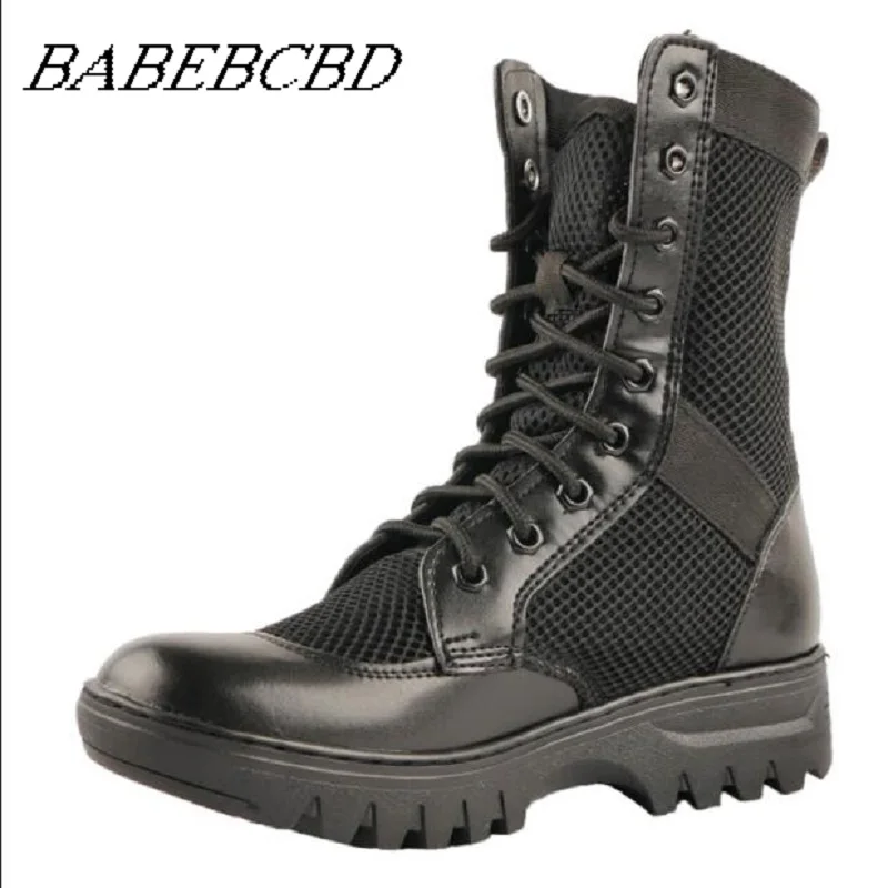 

Summer bot military boots men botas hombre combat boots leather light outdoor high top mesh breathable combat tactical boots-in