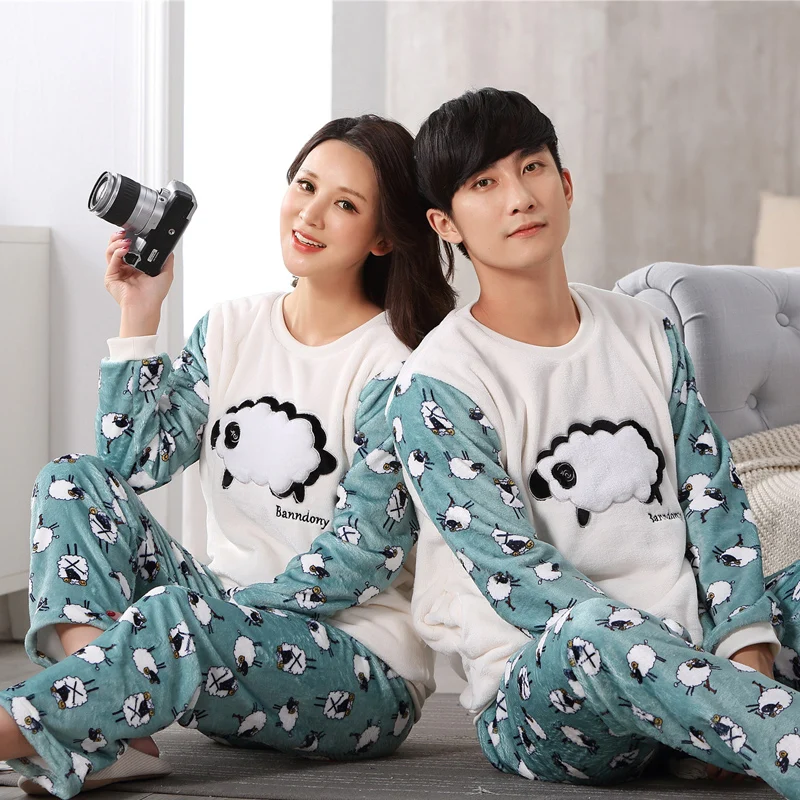 Brand Winter Flannel Women's Pajamas Set Coral Fleece Sheep Cartoon Sleepwear Men Pyjamas Mujer Lady Casual 3XL Home Clothing
Brand Winter Flannel Women's Pajamas Set Coral Fleece Sheep Cartoon Sleepwear Men Pyjamas Mujer Lady Casual 3XL Home Clothing