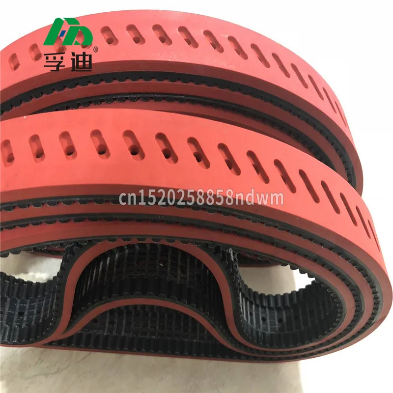 Timing belt with hole for vertical packing machine. The belts for pull down of the packaging film.
Timing belt with hole for vertical packing machine. The belts for pull down of the packaging film.