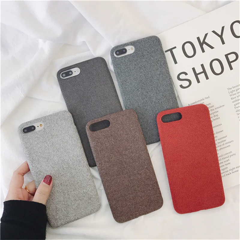 LUDI Vintage Cotton & Linen Cloth Phone Case For iPhone 8 7 7plus 8plus Soft back cover For iphone x case 6 6s leather12