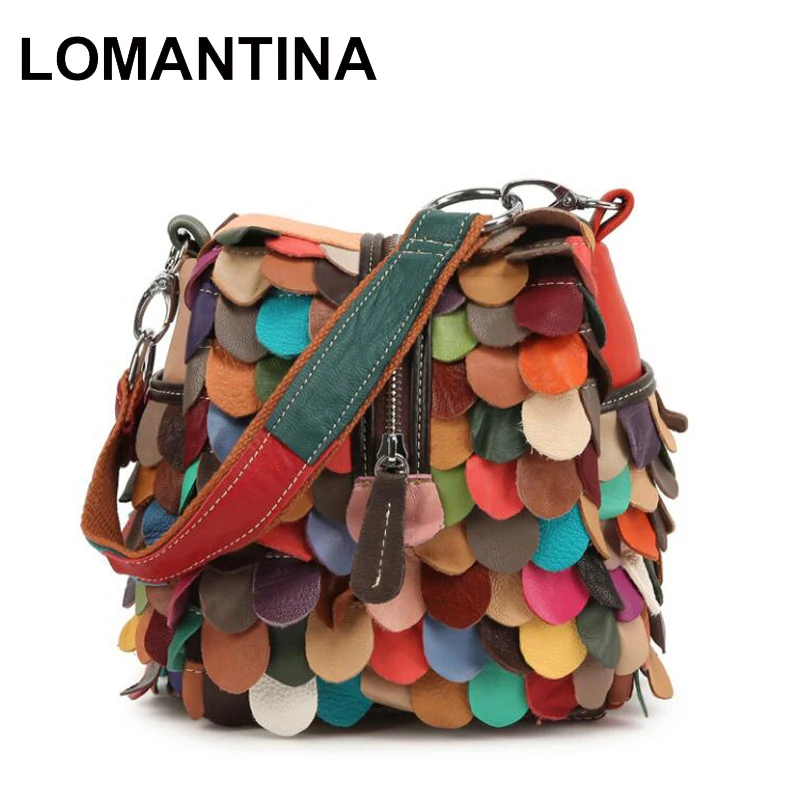 

Lomantina Sheepskin Women Messenger Bags Genuine Leather Women's Shoulder Bag Ladies Girls Colorful Small Square Handbags