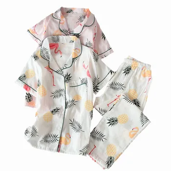 Women Pajamas Set Floral Printed Comfort Sleepwear Short Sleeve+Pants Cotton Ladies Casual Wear Thin Nightwear Comfort Homewear
Women Pajamas Set Floral Printed Comfort Sleepwear Short Sleeve+Pants Cotton Ladies Casual Wear Thin Nightwear Comfort Homewear
