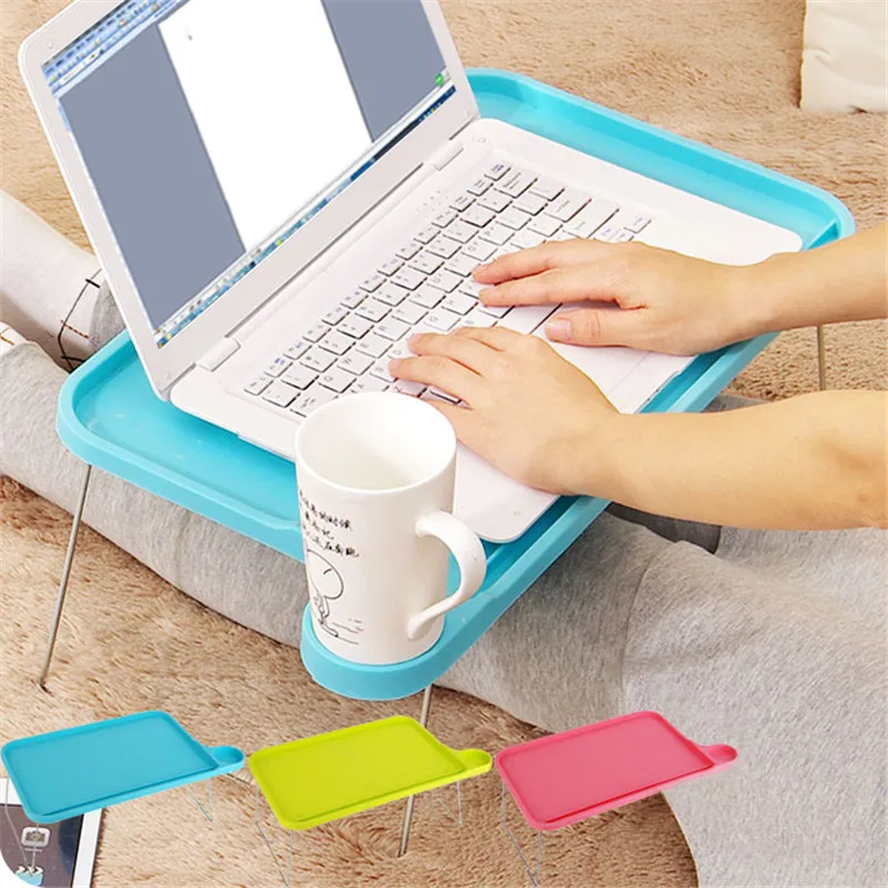 Image 1p Portable Light Plastic Notebook Desk Laptop Table Computer Desk Stand for Bed Office Furniture Foldable Small Desk