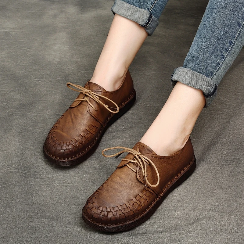 Bababu Spring/Autumn Retro Fashion Women's Lace-up Flats Soft Soles Vintage Casual Shoes Handmade Women Genuine Leather Shoes
Bababu Spring/Autumn Retro Fashion Women's Lace-up Flats Soft Soles Vintage Casual Shoes Handmade Women Genuine Leather Shoes