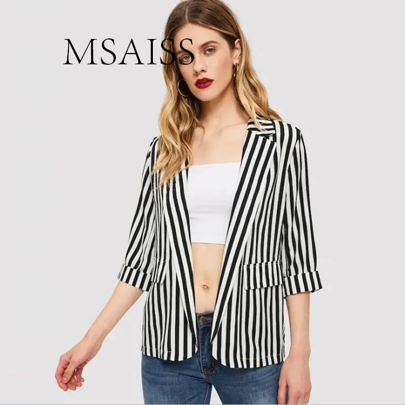 MSAISS 2019 Women Elegant Striped Slim Blazer Spring Long Sleeve OL Formal Jacket Women's Casual Blazer
MSAISS 2019 Women Elegant Striped Slim Blazer Spring Long Sleeve OL Formal Jacket Women's Casual Blazer