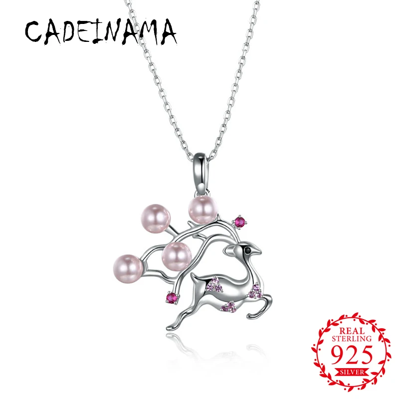 CADEINAMA New Fashion 925 Sterling Silver Pendant Necklace Pearl Charms Chokers Jewelry Christmas Party Gift For Girls Women
CADEINAMA New Fashion 925 Sterling Silver Pendant Necklace Pearl Charms Chokers Jewelry Christmas Party Gift For Girls Women