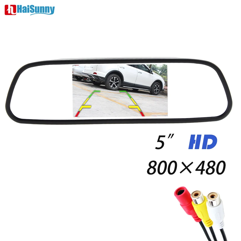 

HaiSunny 5" Digital Color TFT 800*480 LCD Car Inner Mirror Monitor 2 Video Input For Rear view Camera Parking Assistance System