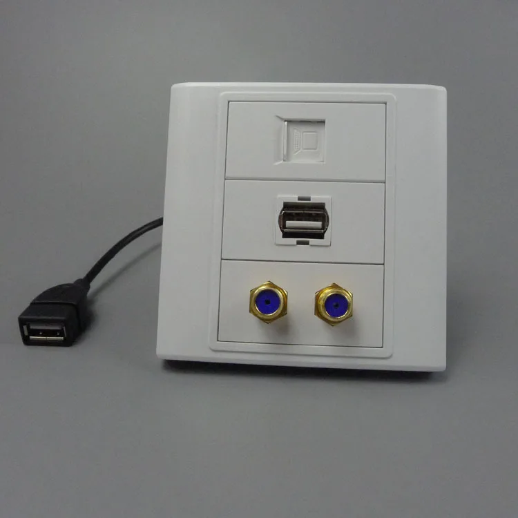Разъем RJ45 двойная F головка и USB с обратной стороны | Электроника