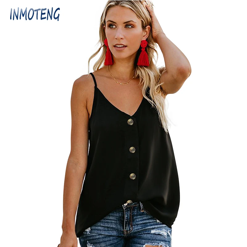 INMOTENG Red/Black/White Spaghetti Strap Buttoned Down V Neck Tank Top Loose Casual Sleeveless Shirts Blouses Cami Tank 7 Colors
INMOTENG Red/Black/White Spaghetti Strap Buttoned Down V Neck Tank Top Loose Casual Sleeveless Shirts Blouses Cami Tank 7 Colors