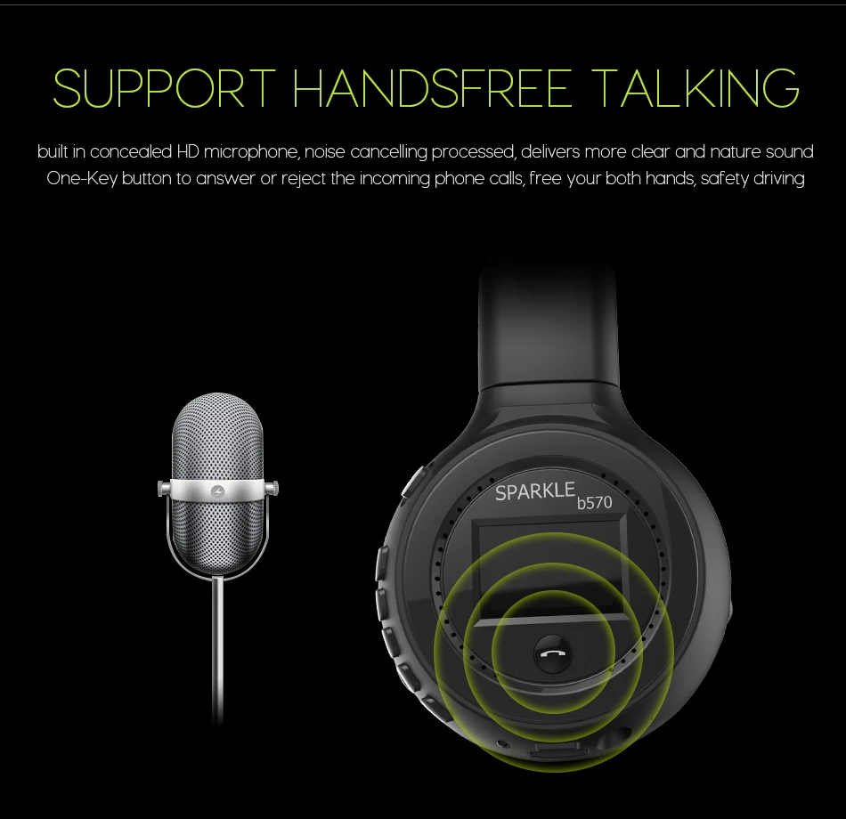 B570 Wireless Bluetooth Headphone HiFi Stereo Headset With Microphone FM Radio Micro SD Card Play for Iphone Samsung Xiaomi HTC