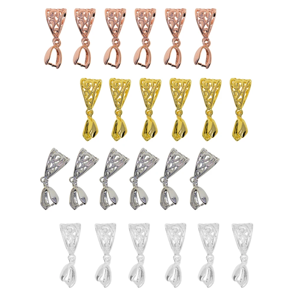 24x Brass Pendant Pinch Clip Clasp Bail Connector Findings Necklace DIY 24x Brass Pendant Pinch Clip Clasp Bail Connector Findings Necklace DIY