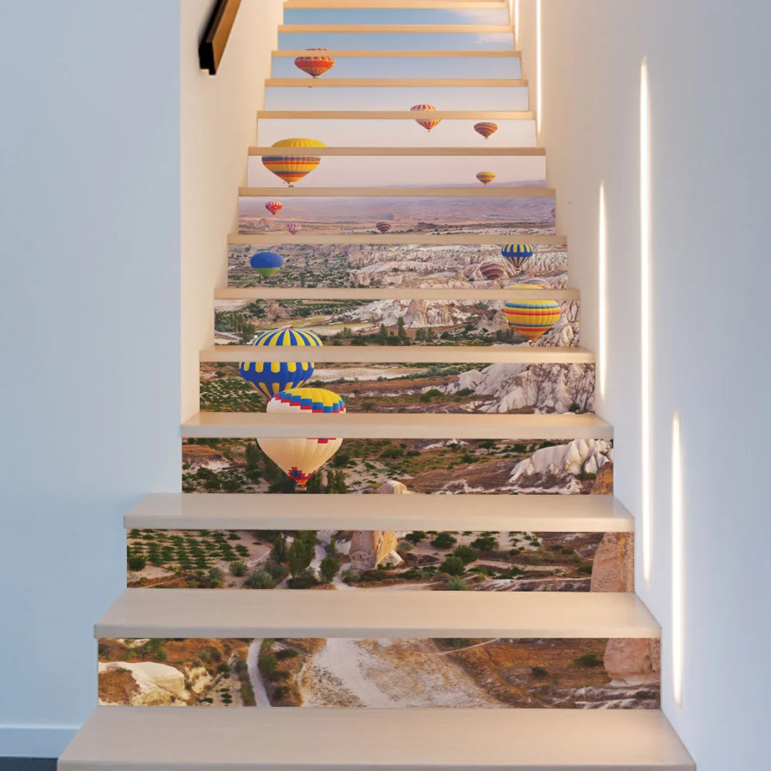 2018 New 6-Type 13Pcs 3D DIY Entrance Stair Riser Sticker Photo Mural Wall Decal