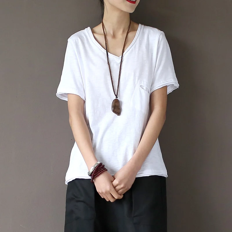 V-neck 100% Cotton Pocket Solid White T Shirt Women Causal Summer T-Shirt White Slim Brand Kawaii Cute Tee Shirt Femme Tops A105
V-neck 100% Cotton Pocket Solid White T Shirt Women Causal Summer T-Shirt White Slim Brand Kawaii Cute Tee Shirt Femme Tops A105