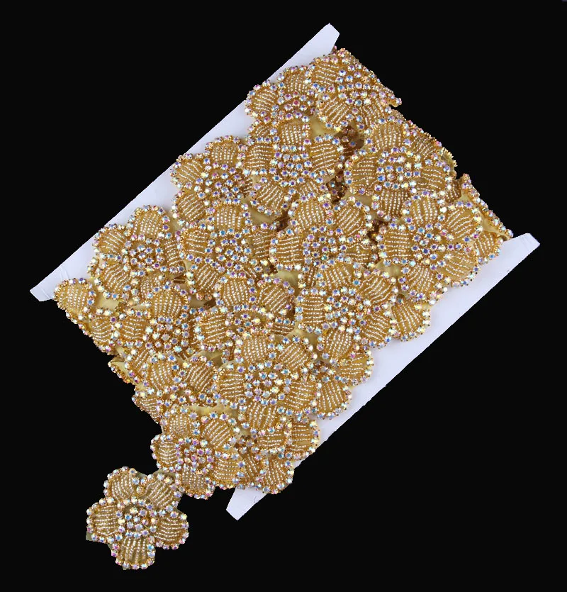 1Yard Gold Design Handmade Beaded Rhinestone Applique Trim Hot Fix Crystal Chain Trimming For Girl Wedding Dress/Belt/Shoes
1Yard Gold Design Handmade Beaded Rhinestone Applique Trim Hot Fix Crystal Chain Trimming For Girl Wedding Dress/Belt/Shoes