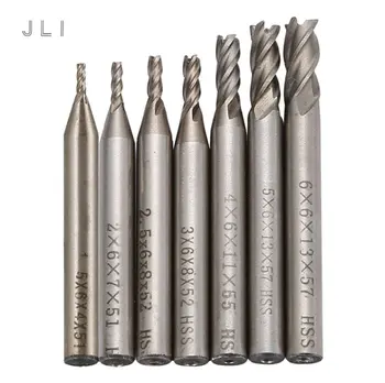 

7pcs/set JLI 4 Flutes 1.5mm-6mm Diameter Milling Cutter End Mill Carbide HSS Straight Shank Router Bit Set CNC Tools