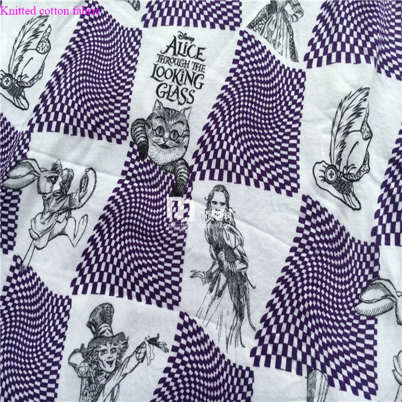 Fine Jersey knitted Cotton Fabric Cartoon Cat Alice Dream in Wonderland Printed Fabric Sewing Patchwork diy Children Clothing
Fine Jersey knitted Cotton Fabric Cartoon Cat Alice Dream in Wonderland Printed Fabric Sewing Patchwork diy Children Clothing