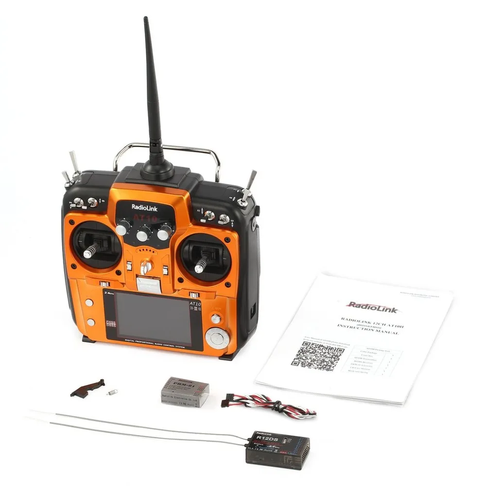 Radiolink AT10II 2.4G 12CH Transmitter Remote Control with R12DS Receiver RPM-01 Voltage Return Module for RC Drone Quadcopter
Radiolink AT10II 2.4G 12CH Transmitter Remote Control with R12DS Receiver RPM-01 Voltage Return Module for RC Drone Quadcopter