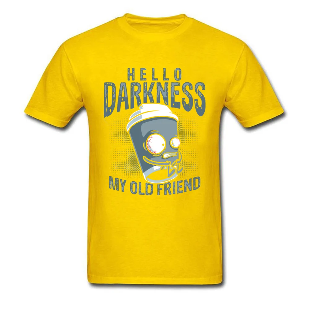 Hello Darkness My Old Friend T-shirts for Men Custom Father Day T Shirt Short Sleeve Classic T-shirts Crew Neck Cotton Fabric Hello Darkness My Old Friend yellow