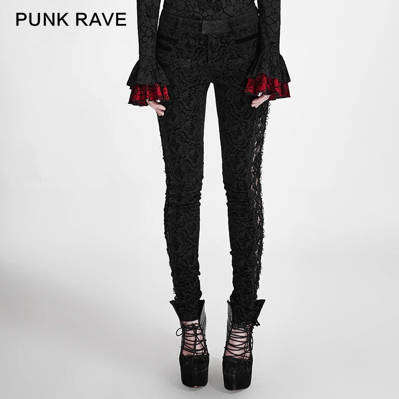 Фото Панк рейв женские стимпанк винтажные длинные брюки Модные готические узкие