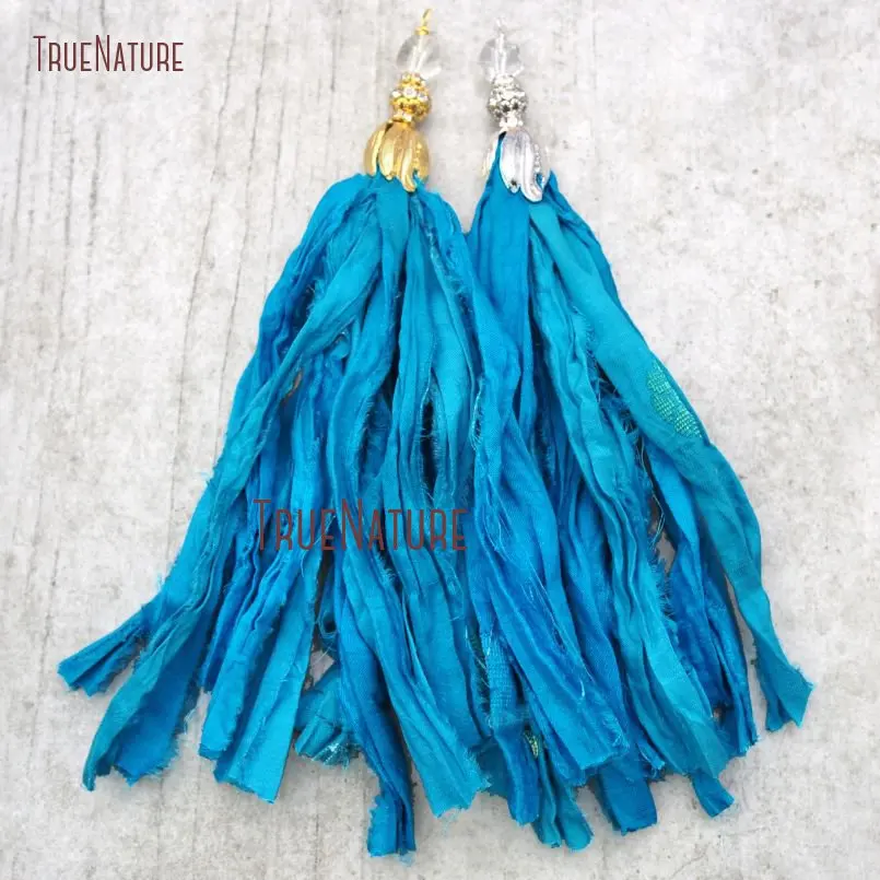 20180518-PM14658-Latest Tulip Tassel Pendant Blue Sari Silk Tassel Pendant Online