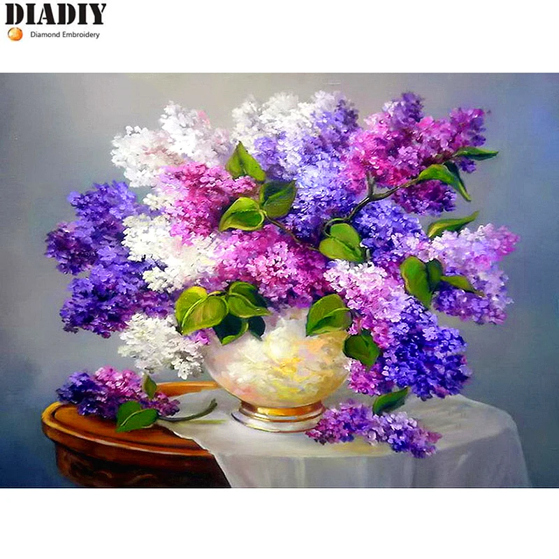 Full round drill Diamond embroidery Purple Lilac Flower 5D DIY painting Cross Stitch Rhinestone mosaic decoration | Дом и сад