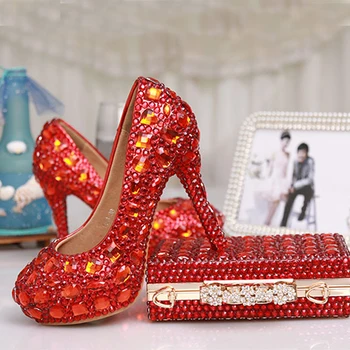 Luxury High Heels Red Crystal Bridal Wedding Dress Shoes Party Evening Dress Shoes Formal Shoes with Matching Crystal Clutch Bag
Luxury High Heels Red Crystal Bridal Wedding Dress Shoes Party Evening Dress Shoes Formal Shoes with Matching Crystal Clutch Bag