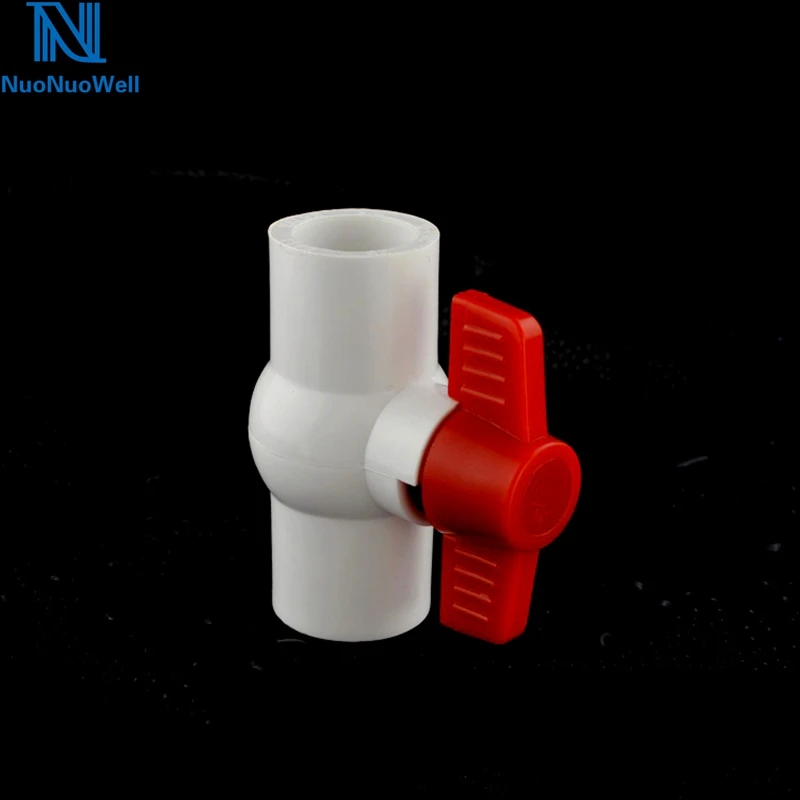 

2019 New Arrival PVC Ball Valve Red Switch Water Pipe Plastic Valves Inner Dia.20mm/25mm Socket Straight Trough White Valve