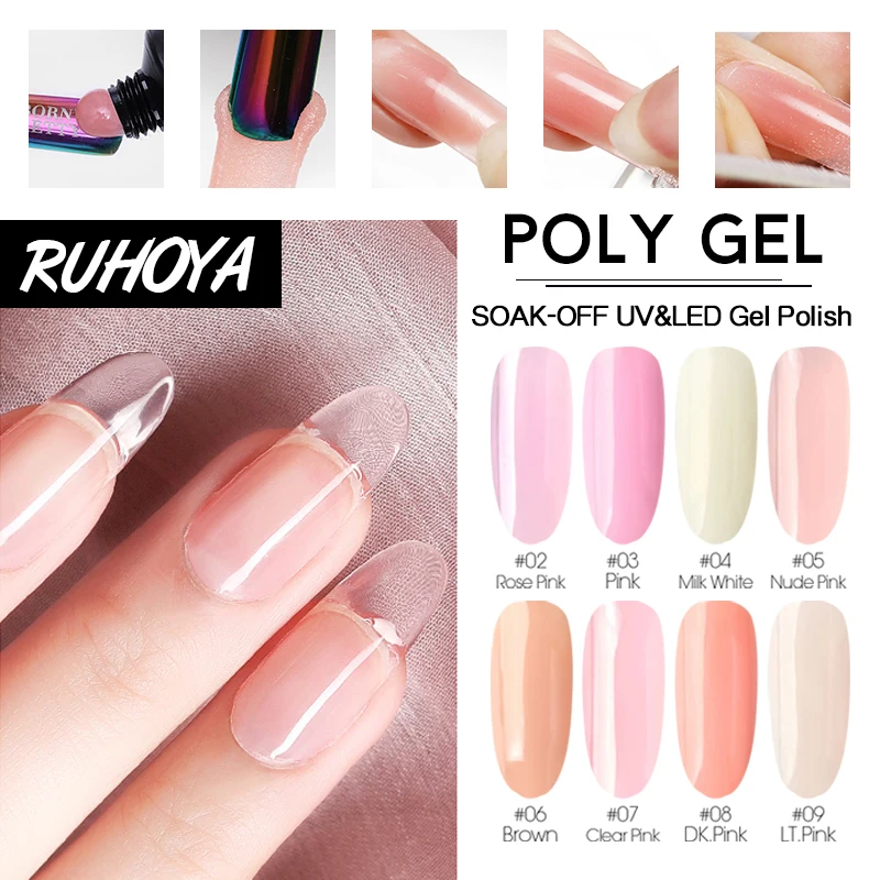 Ruhoya Quick Poly Gel Clear White Pink Extension Jelly Quick Acrylic UV Building Gel Polygel Extension Nail Art Builder Lacquer
Ruhoya Quick Poly Gel Clear White Pink Extension Jelly Quick Acrylic UV Building Gel Polygel Extension Nail Art Builder Lacquer