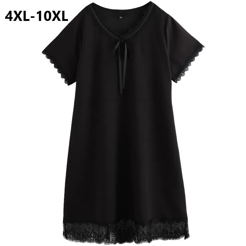 Plus Size 10XL 8XL 6XL 4XL Women Short Sleeves Summer Dress Elegant Lace Patchwork Slimming OL Big Size Black Dress For Mulheres
Plus Size 10XL 8XL 6XL 4XL Women Short Sleeves Summer Dress Elegant Lace Patchwork Slimming OL Big Size Black Dress For Mulheres
