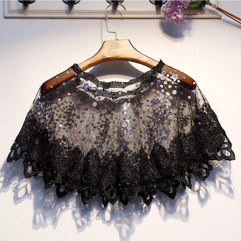 Women's Bridal Wedding Floral Lace Sequins Wraps and 1920S Shawls Bolero Shrug Short Shawls Black Sun protection Capelet
Women's Bridal Wedding Floral Lace Sequins Wraps and 1920S Shawls Bolero Shrug Short Shawls Black Sun protection Capelet