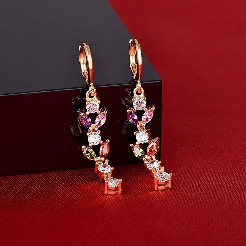 Inlaid color zircon long tassel drop earrings copper new simple personality generous for female wedding earrings jewelry
Inlaid color zircon long tassel drop earrings copper new simple personality generous for female wedding earrings jewelry