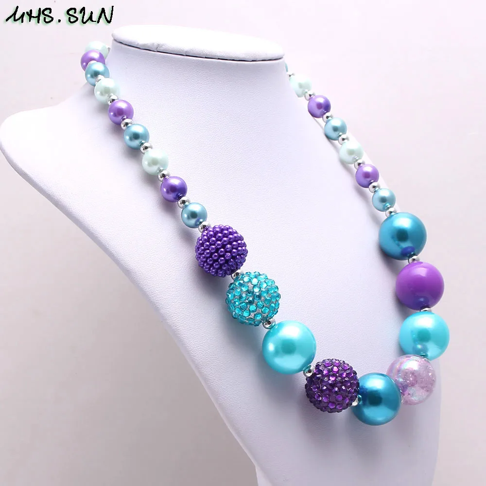 BN548 (15),$2.3.Child girls chunky beads necklace fashion acrylic rhinestone bubblegum beads neckalce for kids chunky jewelry 1pcs JPG