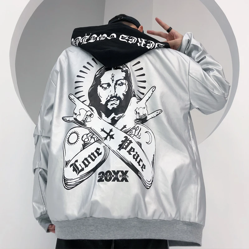 New Man Faux PU Leather Down Coat Baseball Punk Rock Hip Hop Loosen Hooded Jacket Boy's Heap Graphics Oversize Coats
New Man Faux PU Leather Down Coat Baseball Punk Rock Hip Hop Loosen Hooded Jacket Boy's Heap Graphics Oversize Coats