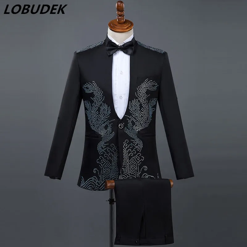 Black White Formal Men's Suits Bling stones Blazers Costume Singer Chorus Wedding Party Prom Host Studio Show Stage Suit
Black White Formal Men's Suits Bling stones Blazers Costume Singer Chorus Wedding Party Prom Host Studio Show Stage Suit