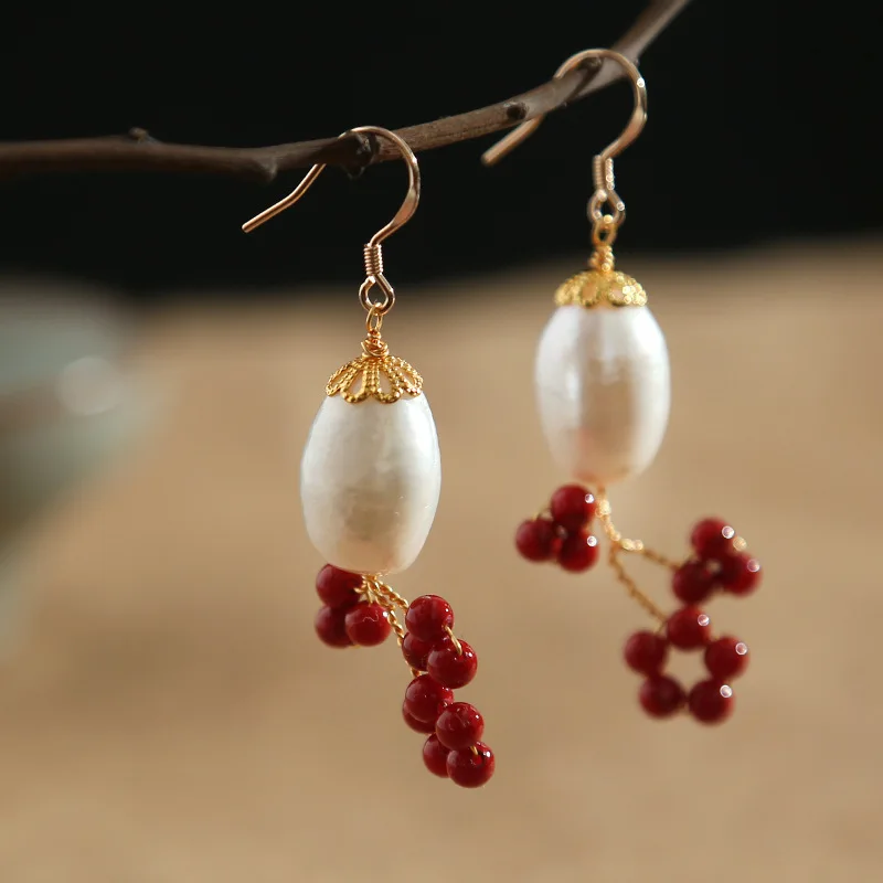 baroque pearls artificial coral 925 sterling silver copper plating fashion earrings 
baroque pearls artificial coral 925 sterling silver copper plating fashion earrings