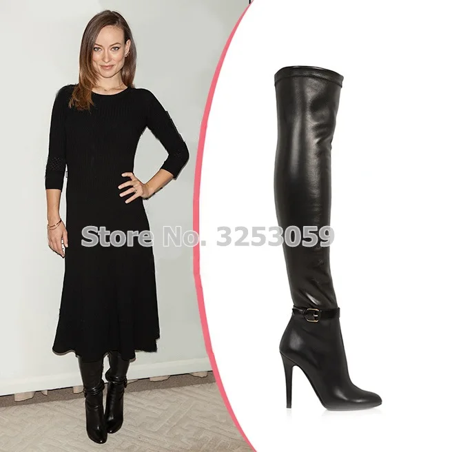 Best Luxury Brand Long Boots Black Leather Ankle Buckle Strap Over The Knee Boots Thin High Heels Thigh High Gladiator Boots
Best Luxury Brand Long Boots Black Leather Ankle Buckle Strap Over The Knee Boots Thin High Heels Thigh High Gladiator Boots